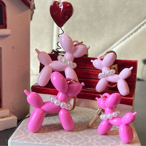 Mommy & Me Balloon Dog with Pearl Necklace Charm / Zipper Pull - NWT - Picture 6 of 6